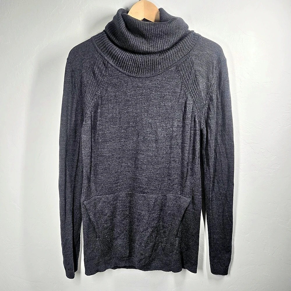 Lululemon Sweat and Savasana Gray Turtleneck Sweater Heathered Black Size 8